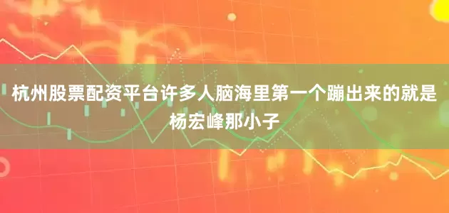杭州股票配资平台许多人脑海里第一个蹦出来的就是杨宏峰那小子